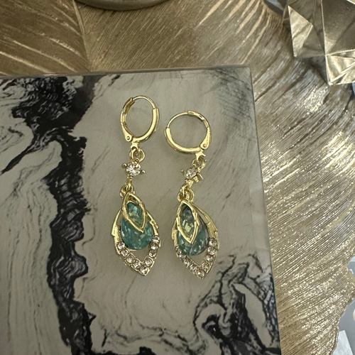 Aqua Bloom Drop Earrings