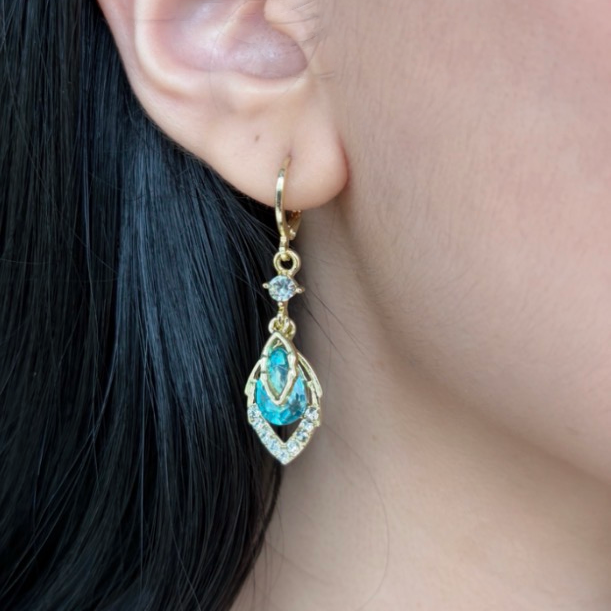 Aqua Bloom Drop Earrings